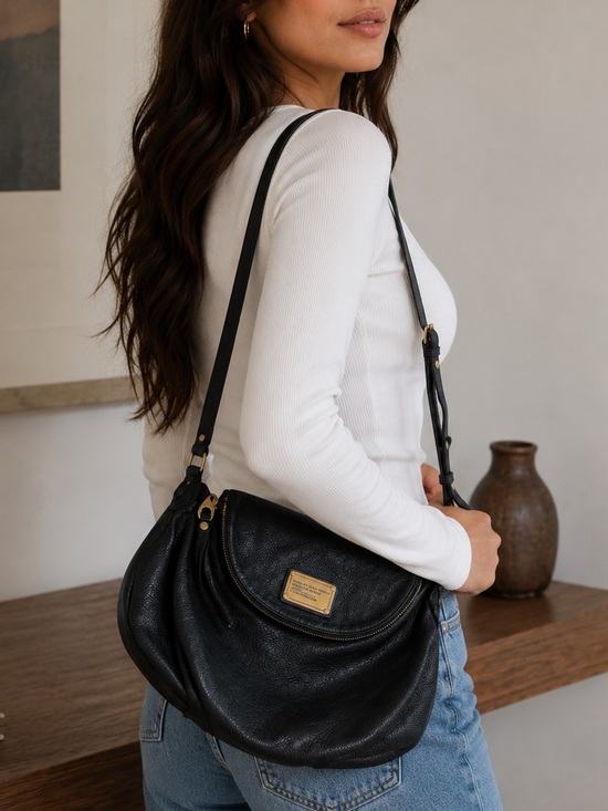 Marc Jacobs Handbags - Marc by‎ Marc Jacobs Classic Q Natasha Black Leather Crossbody Shoulder Bag Hobo